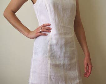 LINEN 90's white shift dress