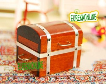 Dolls house miniature wooden treasure chest
