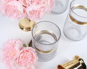 Luxury Gold Metalic Line Glass Vase in Various Sizes