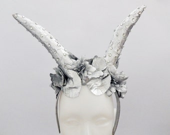 Horn Headdress Horned Headpiece Demon Horns Costume Horns Devil Horns Wearable Horns Fantasy Headdress Forest Headpiece Fairy Headpiece