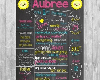 You Are My Sunshine First Birthday Chalkboard Poster - Digital