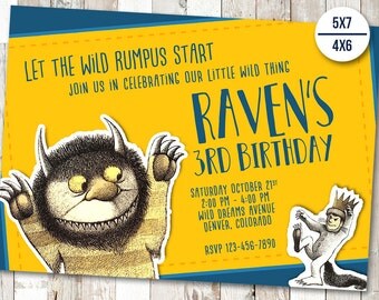 Where The Wild Things Are Birthday Invitation, Where The Wild Things Are Invitations, Wild Thing Personalized Invitation, Max Printables