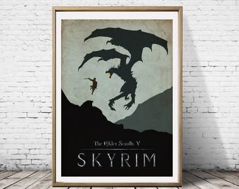 The Elder Scrolls V Skyrim Artwork Minimalist Minimal Game Gaming Print Poster Wall Decoration