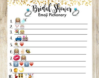 Bridal Shower Pictionary Emoji Game. Bridal Shower Game