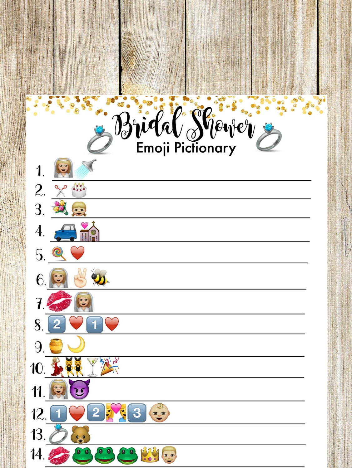 Answer Key Emoji Bridal Shower Game Free Printable Bridal Emoji 