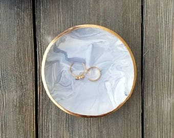 Marble Ring Dish, Catchall, Marble Jewelry Tray, Anniversary gift, Jewelry Holder, Birthday Gift for Her , Bridal shower gift, Trinket tray