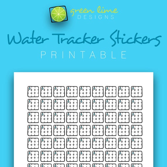 Water Tracker Stickers Printable Hand Drawn Hydrate Tracker