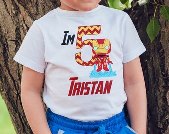 Digital Marvel Iron Man Avengers Birthday Shirt Iron On Transfer Design, Custom Name Shirt, Childrens Clothing, Marvel Printable, Superhero
