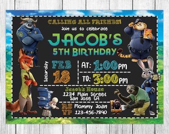 Zootopia Invitation, Zootopia Birthday, Zootopia Invites, Zootopia Party, Zootopia Printable, Zootopia Custom, Zootopia Evite, Zootopia Card