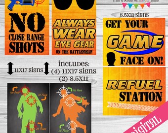 Nerf party signs, nerf party, nerf digital, nerf printables