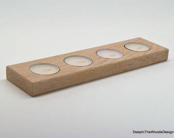 White Tealight Candle Holder – Wood Candle Holder– Home Décor & Housewarming Gift