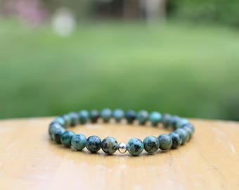 Natural African Turquoise Bracelet 6mm (Healing & Tranquility) Crystal Bracelet// Turquoise Crystal// Turquoise Beads// Mala Bracelet