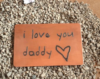 wallet insert,custom handwriting,business card,personalized wallet insert,fathers day,bithday,copper anniversary gift,copper insert card