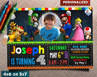 Super Mario invitation, Super Mario birthday, Super Mario birthday invitation, Super Mario Invite, Super Mario Tag, Super Mario Printable
