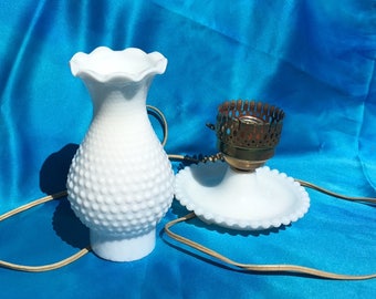 Vintage Milk Glass Chimney Electric Lamp
