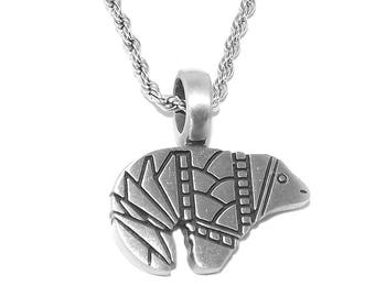 Native American style Zuni Bear Pendant Necklace with Chain