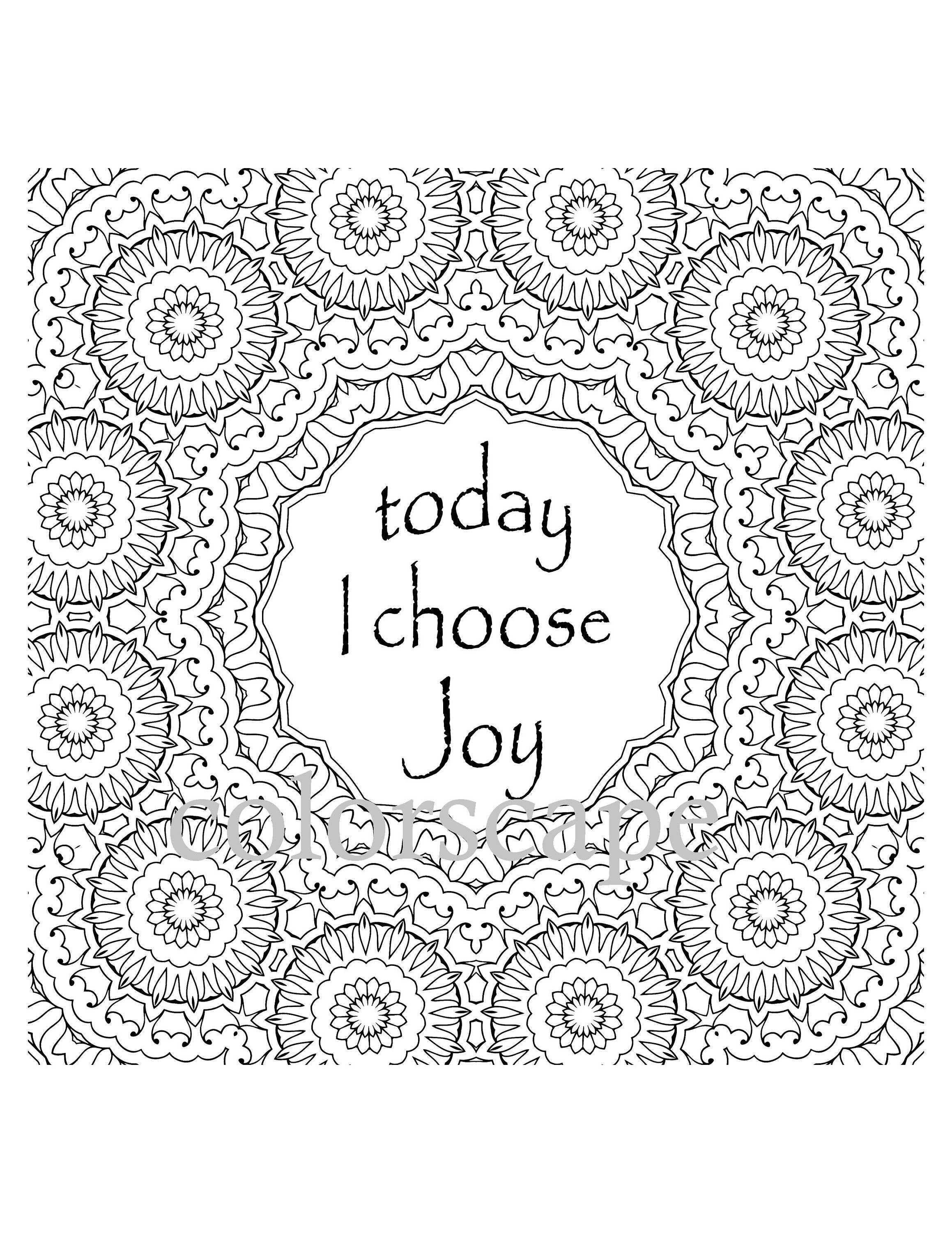 Joy Free Printable Coloring Page An Adult Coloring Page With | Images ...