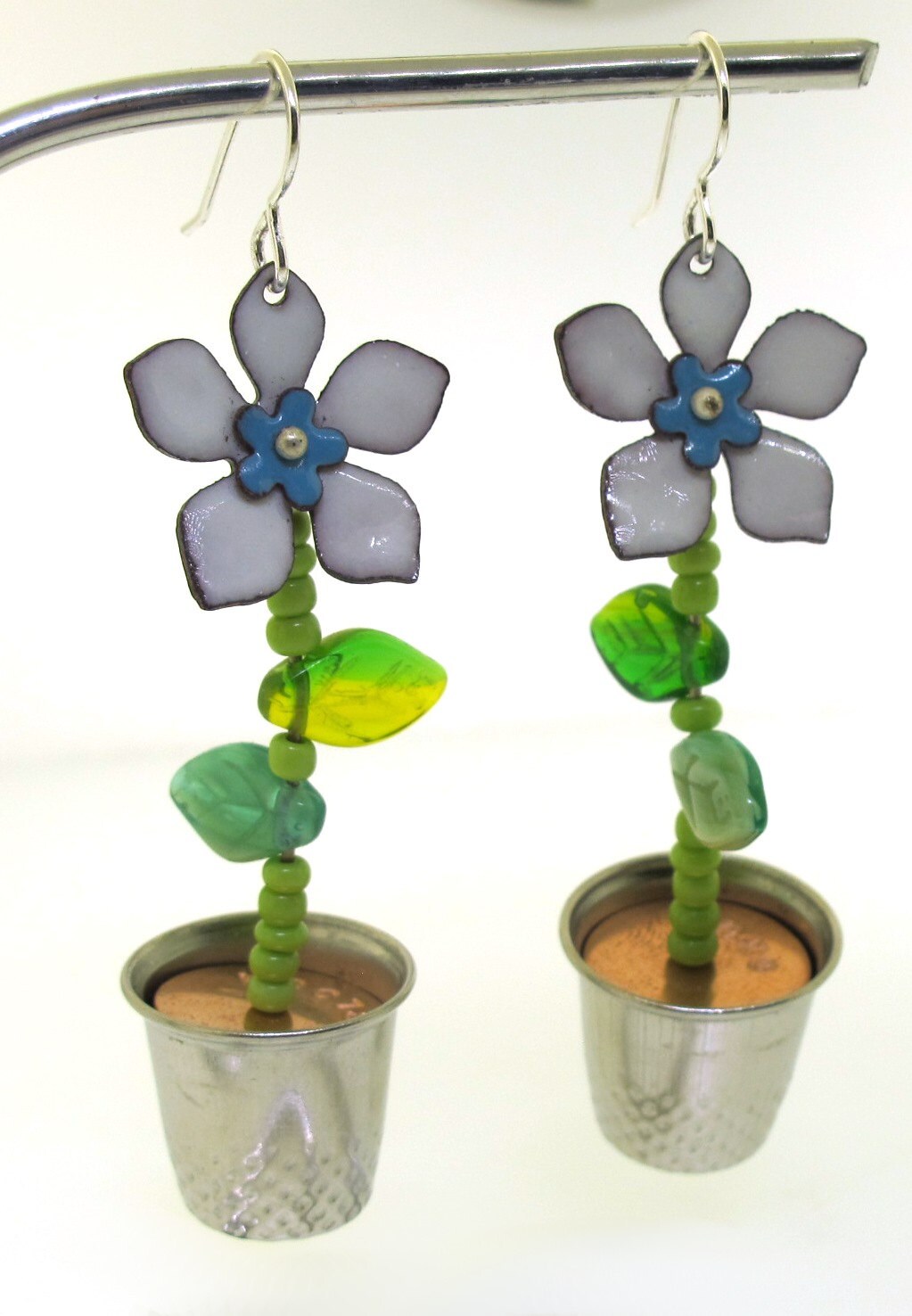 Flower Pot Earrings Flower Garden Large Dangle Earrings