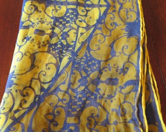 Vintage Vera Neumann Rectangle Sheer Silk Scarf Ironwork Scrollwork Ladybug Signature
