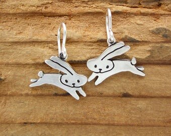 Rabbit Earrings - Sterling Silver Bunny Earrings