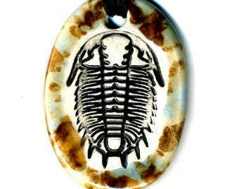 Trilobite Ceramic Necklace in Spotted Brown