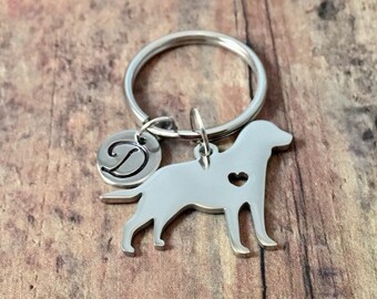Golden retriever initial key ring- dog breed key ring, gift for retriever owner, golden retriever keychain, silver retriever key ring