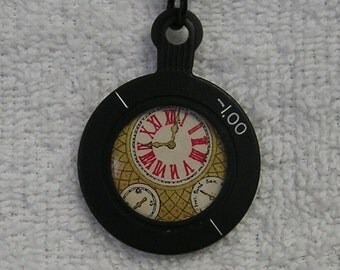 Black framed Trial Optical Lens with watch insert Necklace