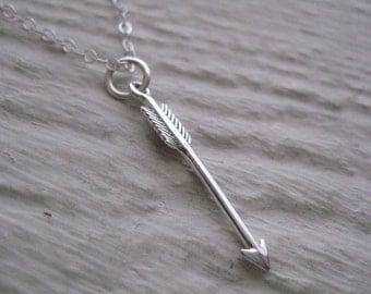 Arrow Necklace- Sterling Silver, Charm, Chain, Gift, Simple, Everyday,