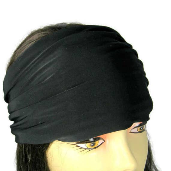 SALE Custom Size Headbands Black Lycra Head Wrap Stay in Place