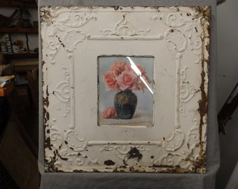 TIN CEILING White Picture Frame 8x10 Shabby Recycled chic 543-16