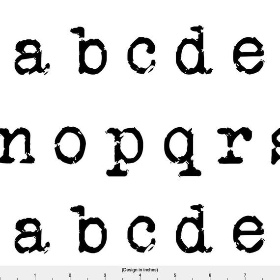 Typewriter Letters Fabric Typewriter Alphabet Black On