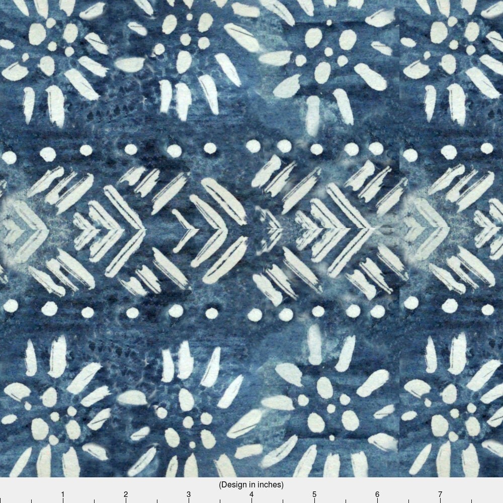 Indigo Tribal Fabric Handpainted Vintage Indigo By Jennifer