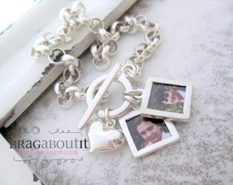 Photo Charm . Sterling Silver Bracelet . Hand Stamped Jewelry . Capture Collection . Brag About It