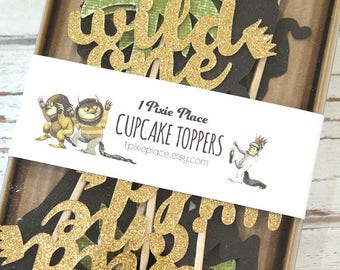 Where the Wild Things are Cupcake Toppers - Set of 12 - Wild One, Wild Thing