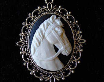 Horse Cameo Necklace Pendant