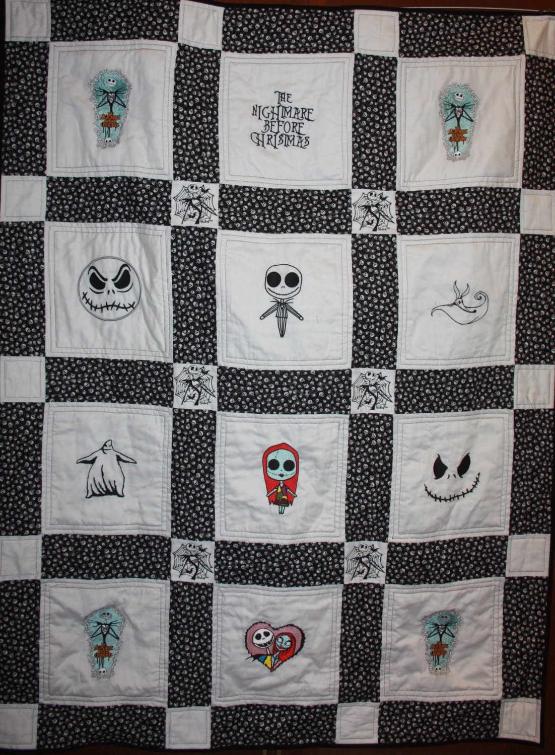 Nightmare Before Christmas Lap Quilt Machine Embroidered