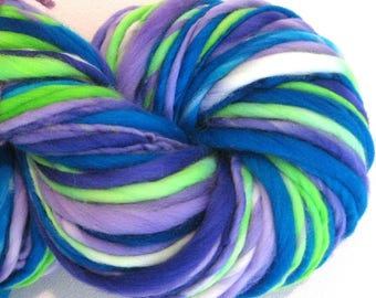 Bulky Handspun Yarn Wondrous Stories 134 yards hand dyed wool blue green purple yarn waldorf doll hair knitting supplies crochet supplies