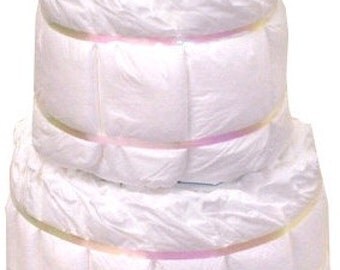 Undecorated diaper cake, Choose any color ribbon 2 layer, plain diaper cake, diy diaper cake, 2 layer diaper cake made with Pampers Diapers