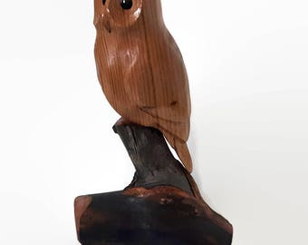 Rustic wood gift for men for man for him anniversary for him wedding gift home decor handmade wildlife art owl bird carving