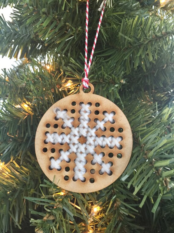 Items similar to Laser Cut Wood Cross Stitch Ornaments on Etsy