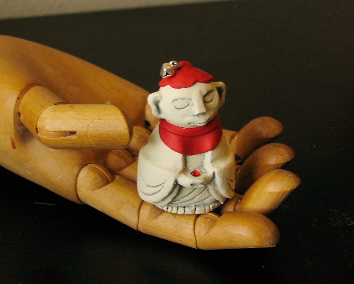 Handmade Miniature Onegai Jizo Statue Wish Granting Jizo