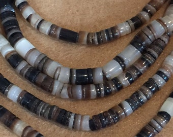 Brown Lip Shell Heshi Shell Long Spacer Bead Strands