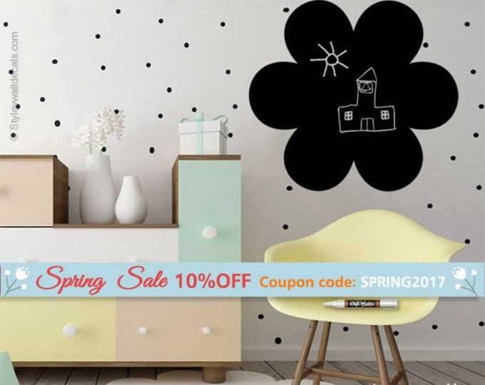 Flower Wall Decal, Flower Chalkboard Wall Decal for Girls Kids Room Playroom, Christmas Gift Flower Chalkboard Wall Sticker Room Decor