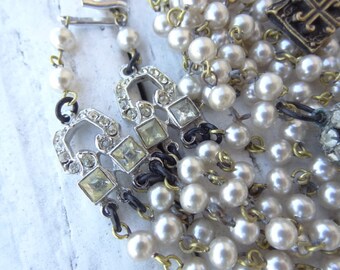 1 Pair Vintage Art Deco Rhinestone Clasp. 4 Strand Clasp. Vintage Rhinestone Multiple Strand Clasp