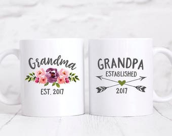 Pregnancy Reveal to Grandparents Baby Announcement Grandparents Pregnancy Announcement Grandparents Mug Set Grandma Mug Grandpa Gift Pink
