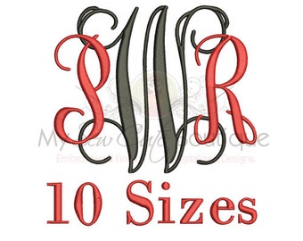 Vine Intertwined Monogram Font - Monogram Embroidery Font - BX Embroidery Font Included - 10 Sizes - Instant Download