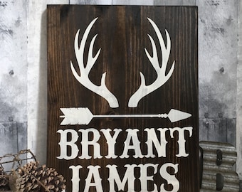 Personalized Name Sign, Baby Name Sign, Woodland Nursery, Arrow Decor, Baby Shower Gift, Personalized Baby Gift, Woodland Baby Shower