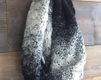 Infinity Scarf Crochet Black and White