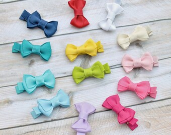 Small hair bow, mini hair bows, small bows,SET of 6, small baby hair clips, newborn hair bows, mini hair clips, tiny hair bows
