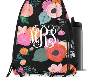 Monogram Draw String Back Pack-Personalized Tote Bag-Gym Bag-Draw String Back Pack-Monogram Tote Bag-Custom Bag